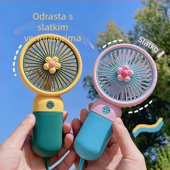 USB-punjački ručni mini stolni ventilator – plastika, tih, jednostavan i moderan, za ured
