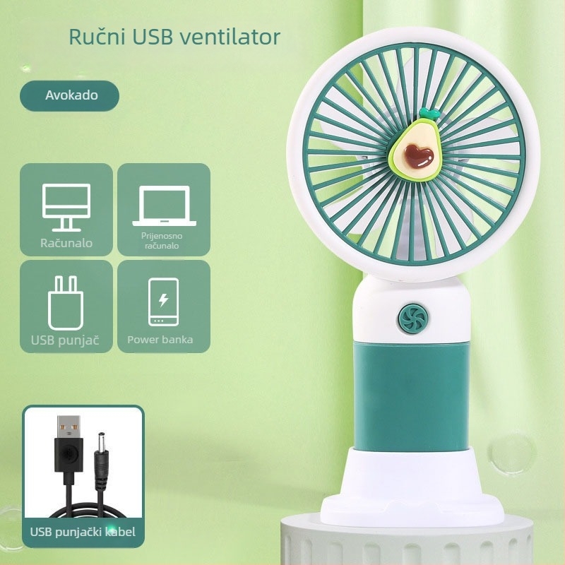 USB-punjački ručni mini stolni ventilator – plastika, tih, jednostavan i moderan, za ured