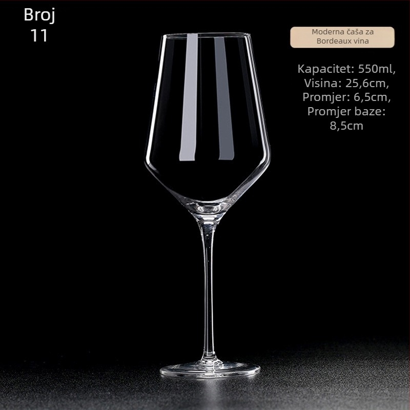 Kristalna čaša za vino, ručna izrada, kapacitet 601–700 ml, moderan jednostavan stil, prilagodba logotipa