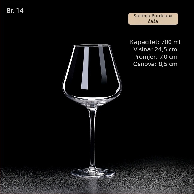 Kristalna čaša za vino, ručna izrada, kapacitet 601–700 ml, moderan jednostavan stil, prilagodba logotipa