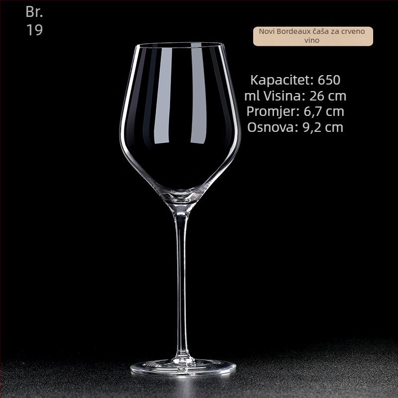Kristalna čaša za vino, ručna izrada, kapacitet 601–700 ml, moderan jednostavan stil, prilagodba logotipa