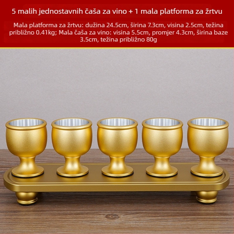 Čaša za vino od bakar legure, set od 5 komada, moderni minimalistički stil, kapacitet 1–100 ml