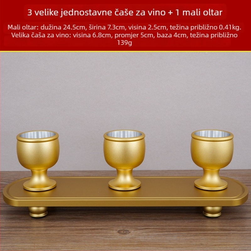 Čaša za vino od bakar legure, set od 5 komada, moderni minimalistički stil, kapacitet 1–100 ml