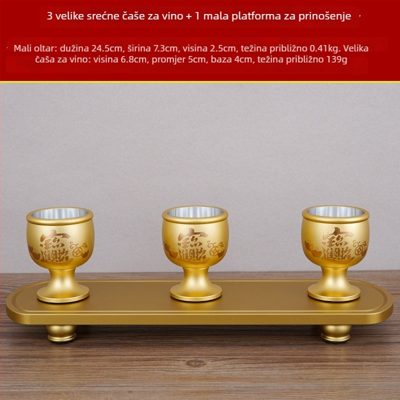 Čaša za vino od bakar legure, set od 5 komada, moderni minimalistički stil, kapacitet 1–100 ml