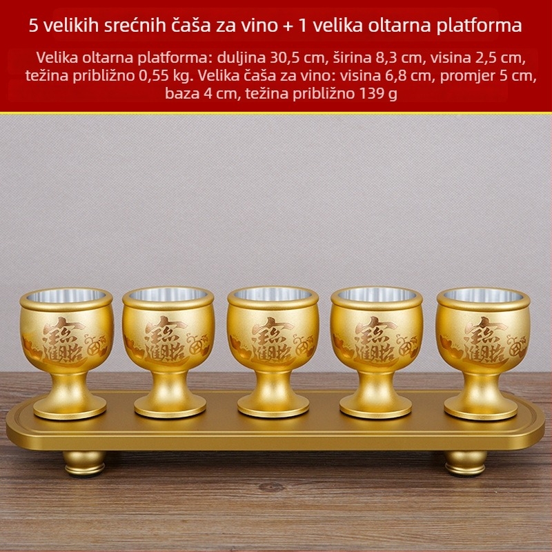 Čaša za vino od bakar legure, set od 5 komada, moderni minimalistički stil, kapacitet 1–100 ml