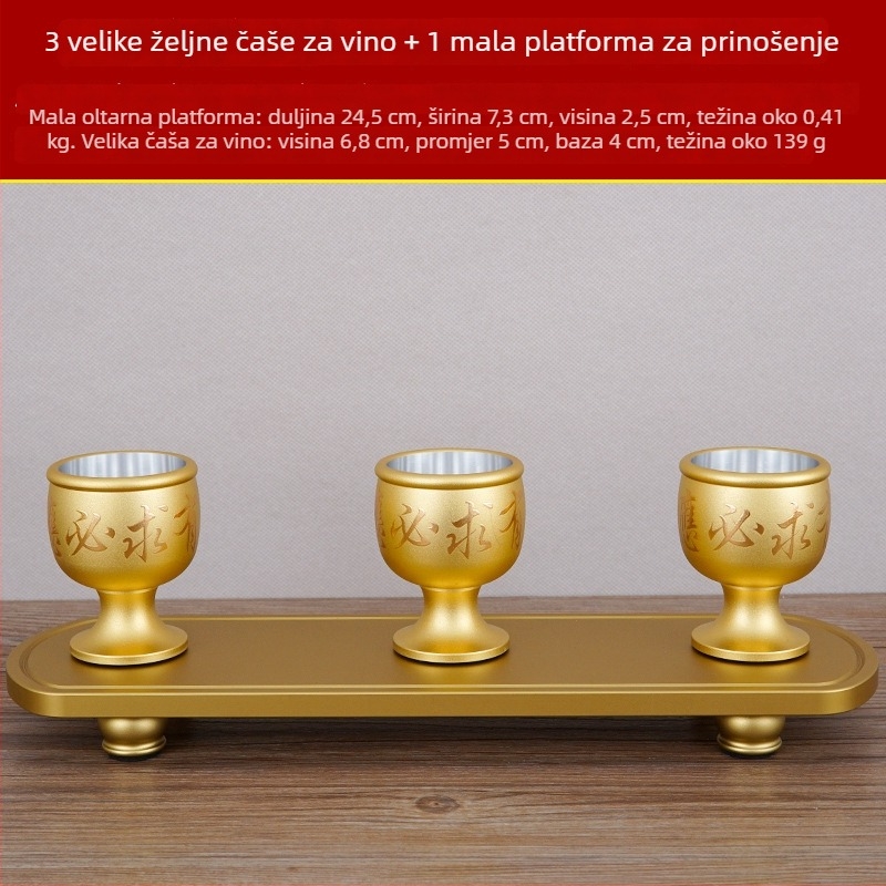 Čaša za vino od bakar legure, set od 5 komada, moderni minimalistički stil, kapacitet 1–100 ml