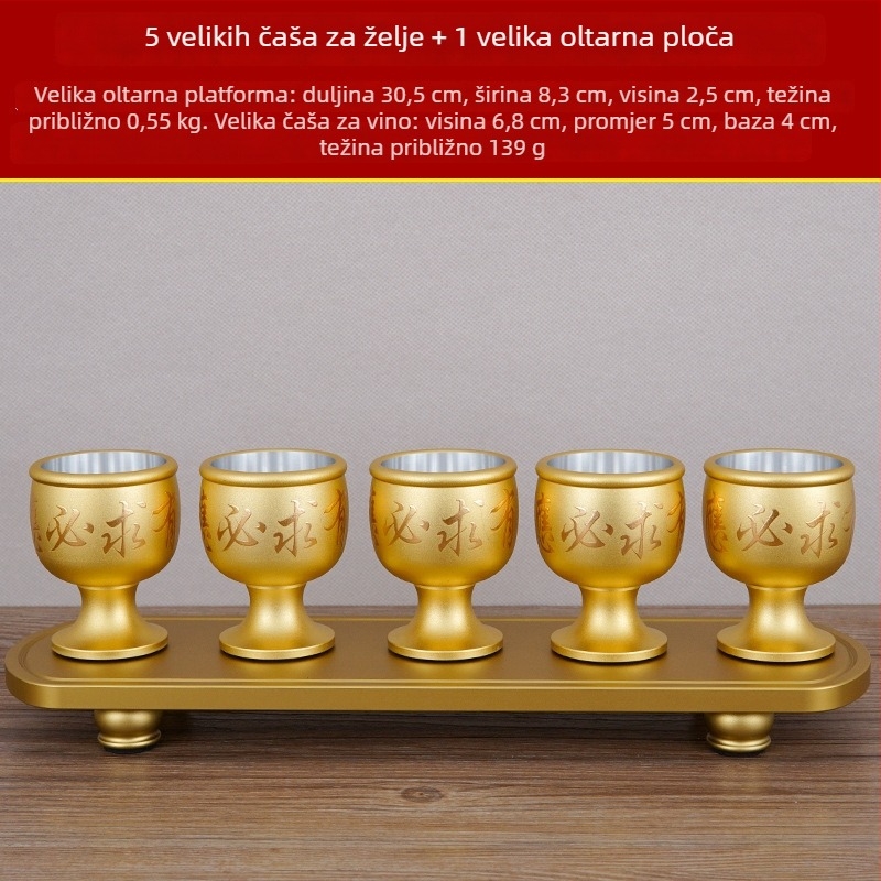 Čaša za vino od bakar legure, set od 5 komada, moderni minimalistički stil, kapacitet 1–100 ml