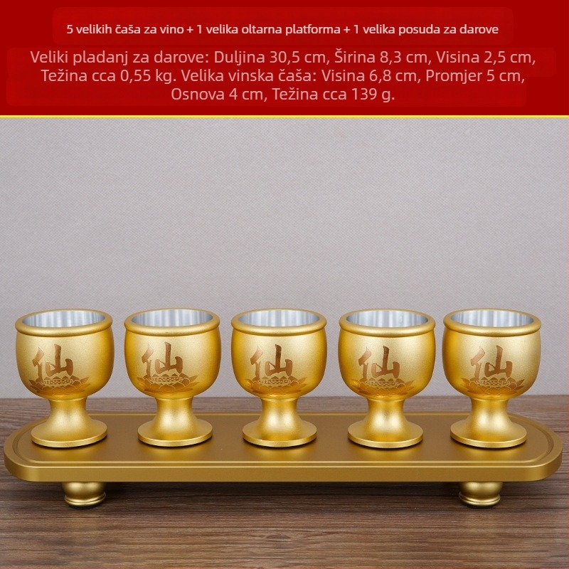 Čaša za vino od bakar legure, set od 5 komada, moderni minimalistički stil, kapacitet 1–100 ml