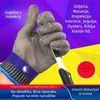 316L rukavice otporne na rezanje od nehrđajućeg čelika, mrežasta žica, otpornost na trošenje 5, otpornost na rez 5, za rezanje, klanje i metalsku obradu