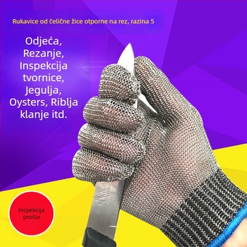 316L rukavice otporne na rezanje od nehrđajućeg čelika, mrežasta žica, otpornost na trošenje 5, otpornost na rez 5, za rezanje, klanje i metalsku obradu