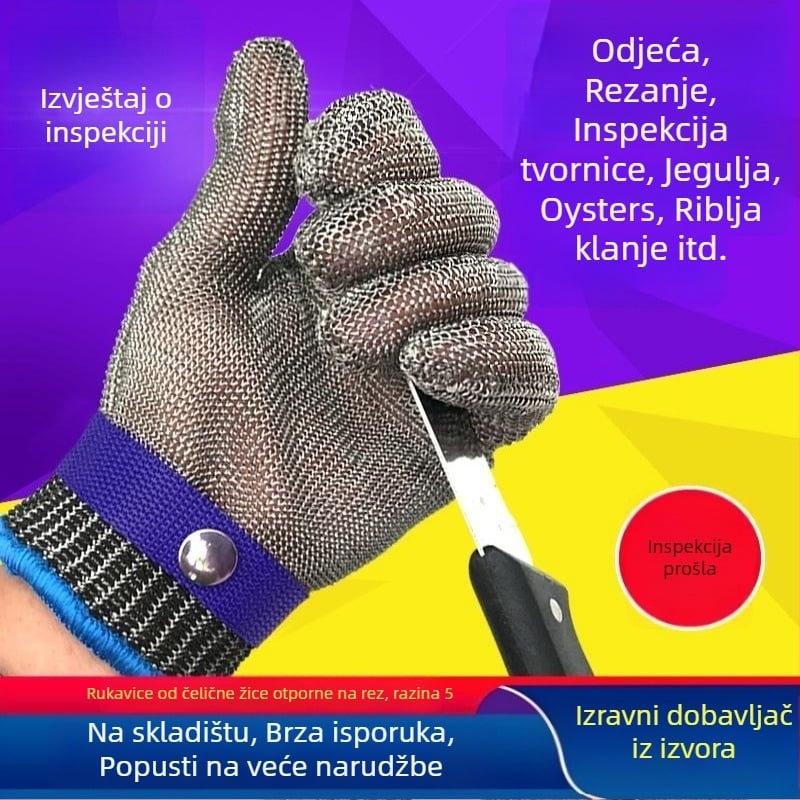 316L rukavice otporne na rezanje od nehrđajućeg čelika, mrežasta žica, otpornost na trošenje 5, otpornost na rez 5, za rezanje, klanje i metalsku obradu
