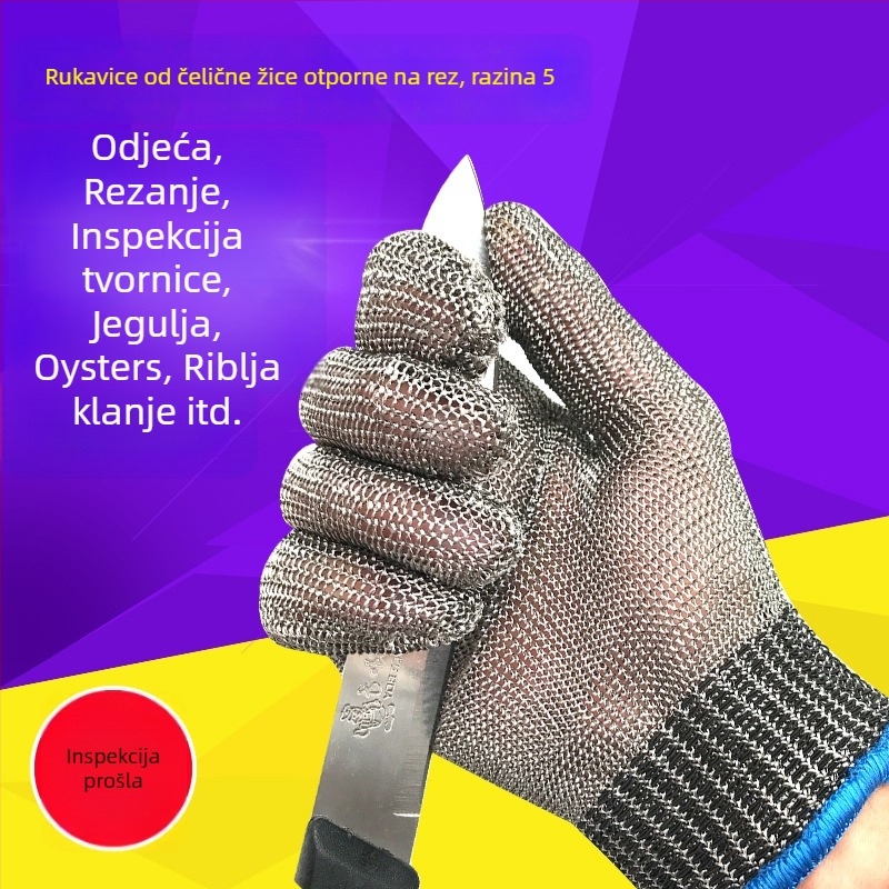 316L rukavice otporne na rezanje od nehrđajućeg čelika, mrežasta žica, otpornost na trošenje 5, otpornost na rez 5, za rezanje, klanje i metalsku obradu