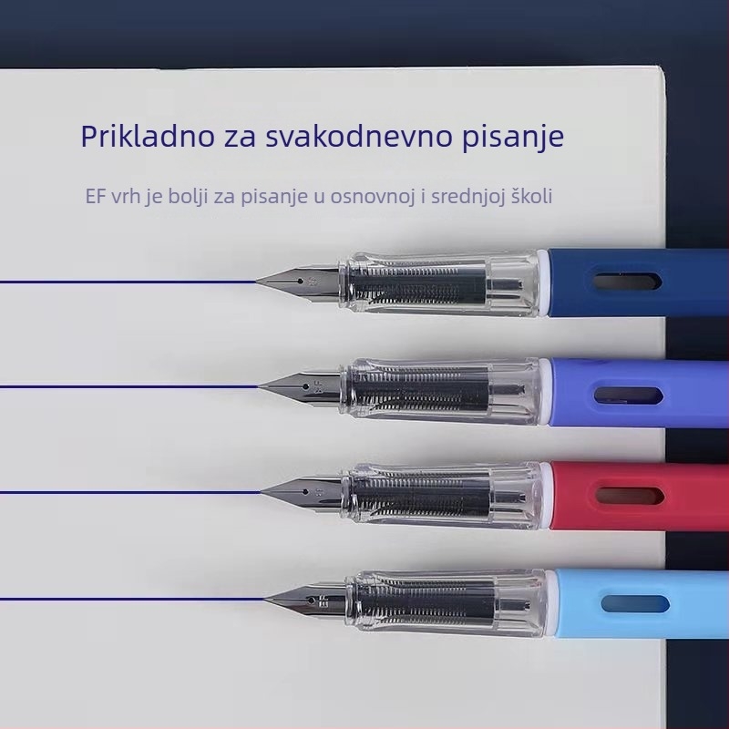 Set nalivpera s tradicionalnim kineskim stilom za učenike osnovne škole, za kaligrafiju, s ink sac sustavom, EF vrh od nehrđajućeg čelika, plastično kućište, poklon kutija