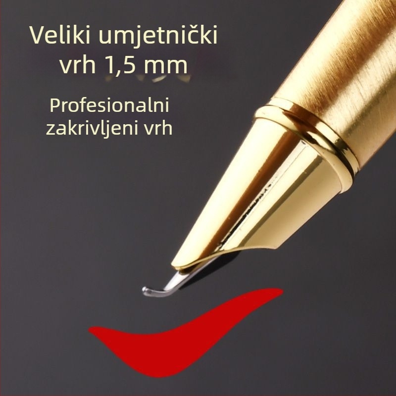 Umjetnička olovka s zakrivljenim vrhom za kaligrafiju — marka Unique, vrh od iridija, sustav dotoka tinte: drugi, pakiranje: obična kutija