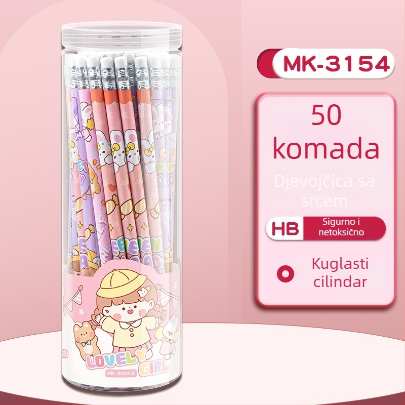 Mengyi Set drvenih cilindričnih olovaka i skic set, HB, 50 kom. + 12 kom. u kutiji