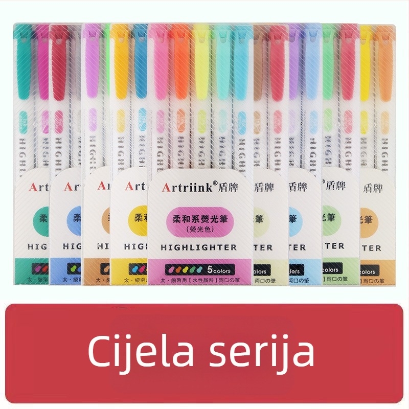 Dvostrani fluorescencijski marker za učenike, marker za planiranje i isticanje, visoka vidljivost, ne prolazi kroz papir, model 906-5, Shield