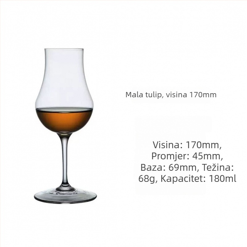 Kristalna čaša za vino, tulipanski stil dizajna, kapacitet 101–200 ml, moderni jednostavni stil, ispis logotipa dostupan, pakiranje u kartonsku kutiju