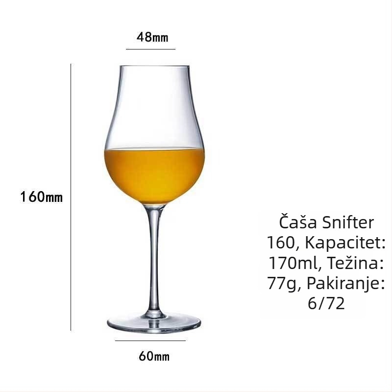 Kristalna čaša za vino, tulipanski stil dizajna, kapacitet 101–200 ml, moderni jednostavni stil, ispis logotipa dostupan, pakiranje u kartonsku kutiju