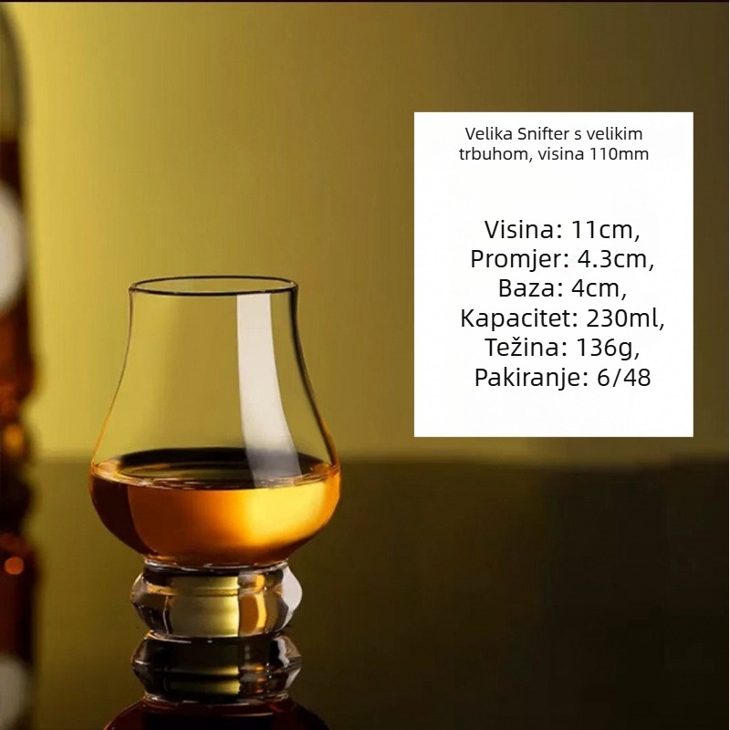 Kristalna čaša za vino, tulipanski stil dizajna, kapacitet 101–200 ml, moderni jednostavni stil, ispis logotipa dostupan, pakiranje u kartonsku kutiju