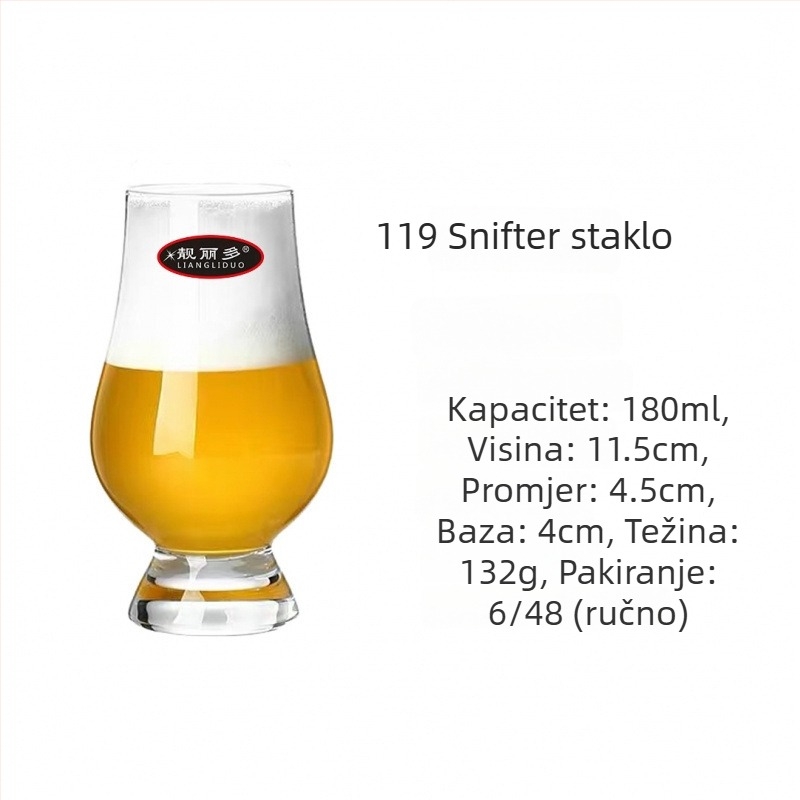 Kristalna čaša za vino, tulipanski stil dizajna, kapacitet 101–200 ml, moderni jednostavni stil, ispis logotipa dostupan, pakiranje u kartonsku kutiju