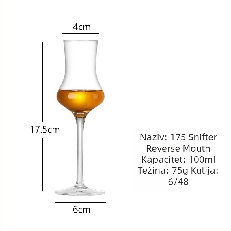 Kristalna čaša za vino, tulipanski stil dizajna, kapacitet 101–200 ml, moderni jednostavni stil, ispis logotipa dostupan, pakiranje u kartonsku kutiju