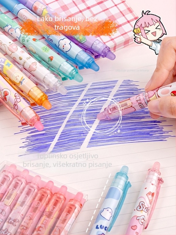 Xiaoyao Classmates Marvel gel pero za brisanje, plastično kućište, mehanizam pritiska, za učenike 3.–4. razreda, materijal vrha: Drugo