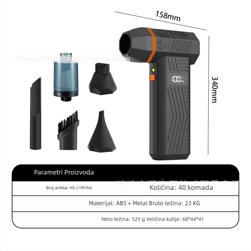 Ručni vanjski ventilator s bezčetkastim motorom, USB punjiva baterija 2000–4000 mAh, 4 brzine