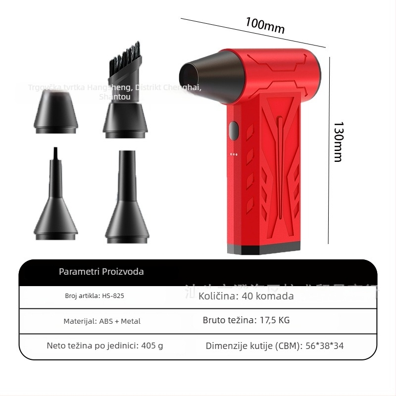 Ručni vanjski ventilator s bezčetkastim motorom, USB punjiva baterija 2000–4000 mAh, 4 brzine