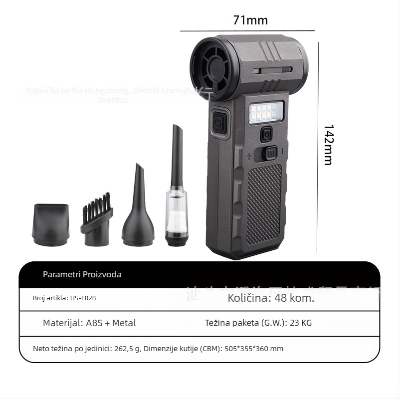 Ručni vanjski ventilator s bezčetkastim motorom, USB punjiva baterija 2000–4000 mAh, 4 brzine