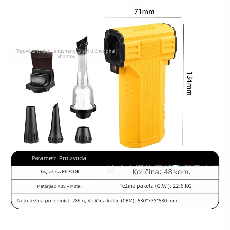 Ručni vanjski ventilator s bezčetkastim motorom, USB punjiva baterija 2000–4000 mAh, 4 brzine