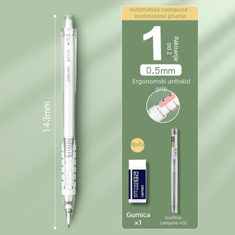 Deli pokretna olovka, potpuno automatska, grafit 0.5/0.7 mm, model SH102, kutija 36 komada