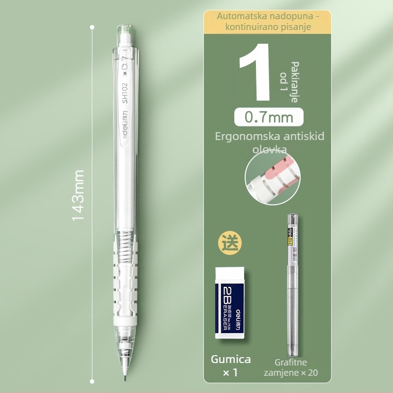 Deli pokretna olovka, potpuno automatska, grafit 0.5/0.7 mm, model SH102, kutija 36 komada