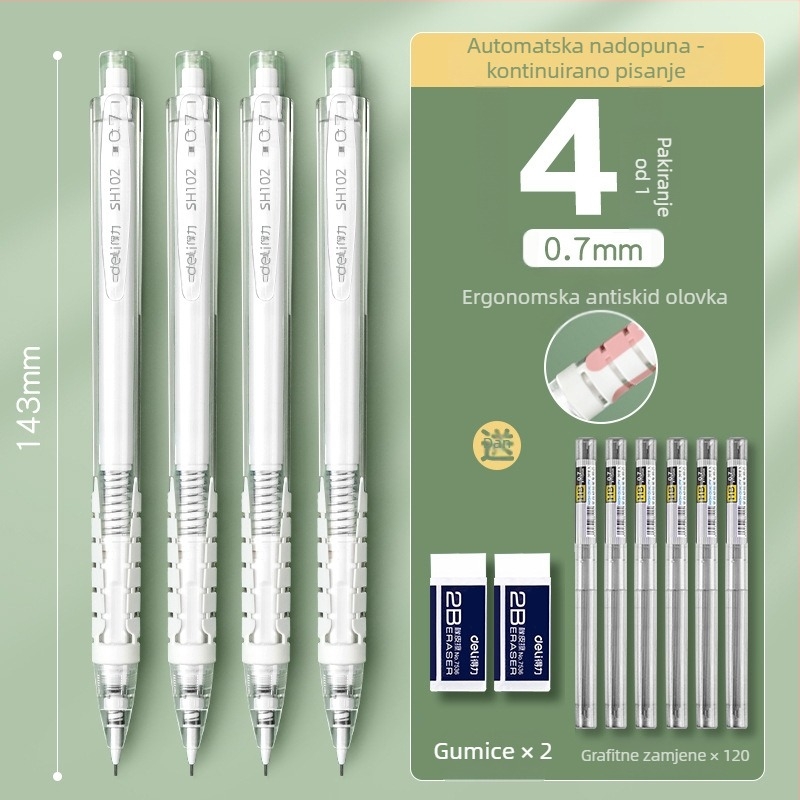 Deli pokretna olovka, potpuno automatska, grafit 0.5/0.7 mm, model SH102, kutija 36 komada