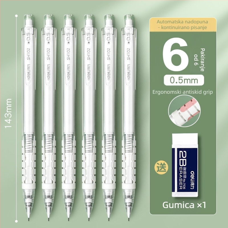 Deli pokretna olovka, potpuno automatska, grafit 0.5/0.7 mm, model SH102, kutija 36 komada