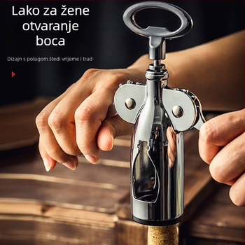 T-oblik otvarač za vino, višestrani kućni set otvarača boca za vino i pivo, miješani materijal, model KA265265+632