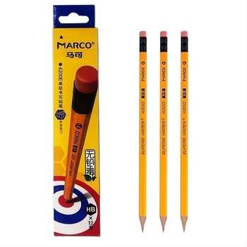 Marco drveni olovka 2BHB s gumicom, ambalaža 12 kom/kutija, 240 kutija po kartonu