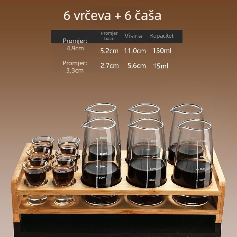Set vinskog posuđa s dekanterom i malim čašicama, staklo, moderni minimalistički stil, bez logotipa, gravirana mjerna skala, lansiran zimi 2020, kvaliteta prvog reda