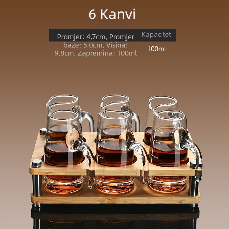 Set vinskog posuđa s dekanterom i malim čašicama, staklo, moderni minimalistički stil, bez logotipa, gravirana mjerna skala, lansiran zimi 2020, kvaliteta prvog reda