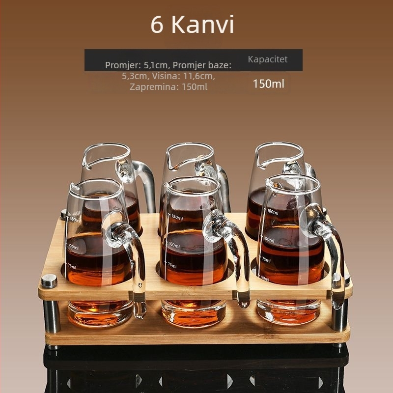 Set vinskog posuđa s dekanterom i malim čašicama, staklo, moderni minimalistički stil, bez logotipa, gravirana mjerna skala, lansiran zimi 2020, kvaliteta prvog reda