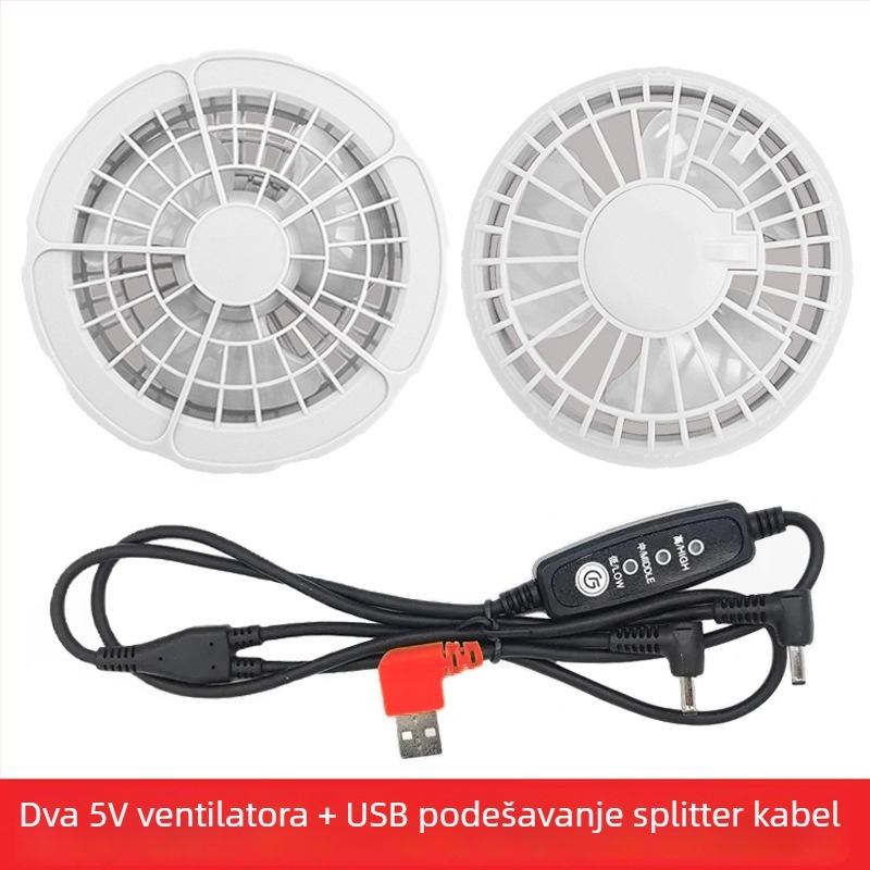 Ventilator za pojas, USB napajanje, 4 brzine, četkasti motor, digitalni zaslon