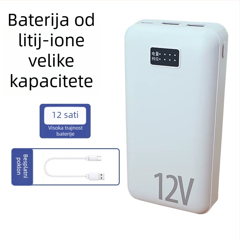 Ventilator za pojas, USB napajanje, 4 brzine, četkasti motor, digitalni zaslon