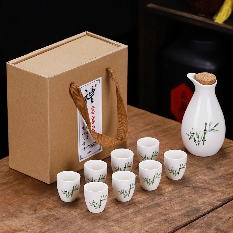 Keramički set za vino u kutiji za poklon, novi kineski stil, oprema za bar, 1 kutija, 1 set