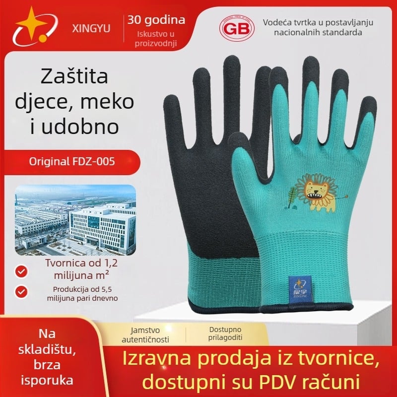 Xingyu dječje rukavice za vrtlarenje i posao – zaštita na radu, protuklizne, otporne na probijanje, težina 22–25 g po paru