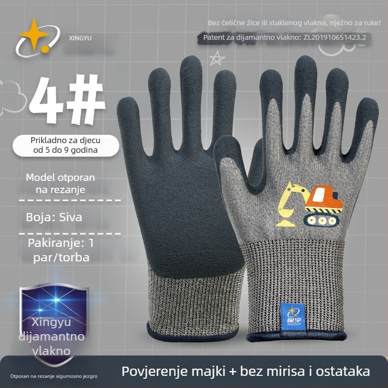 Xingyu dječje rukavice za vrtlarenje i posao – zaštita na radu, protuklizne, otporne na probijanje, težina 22–25 g po paru