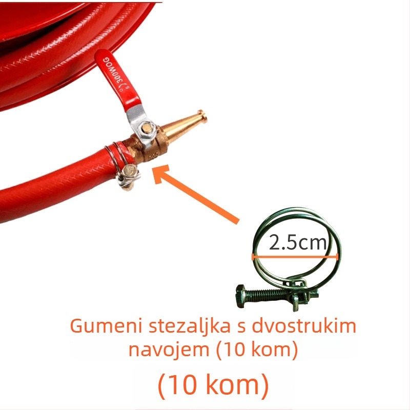 Set spojnika za crijevo vatrogasnog navijača — karika klipovi, stezaljka grla, držač crijeva, opruga, gumena podloga