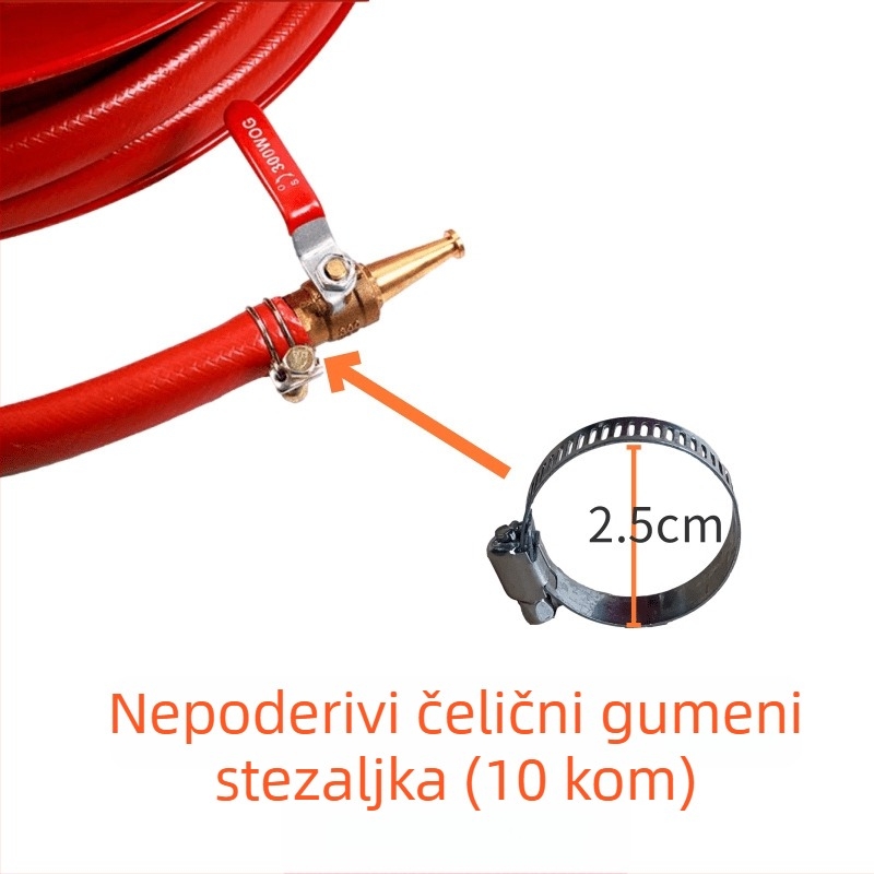 Set spojnika za crijevo vatrogasnog navijača — karika klipovi, stezaljka grla, držač crijeva, opruga, gumena podloga