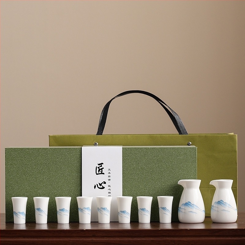 Porcelanski set za piće s modernim minimalističkim dizajnom; mogućnost tiskanja logotipa; lansiranje 2023.; vrhunska kvaliteta.