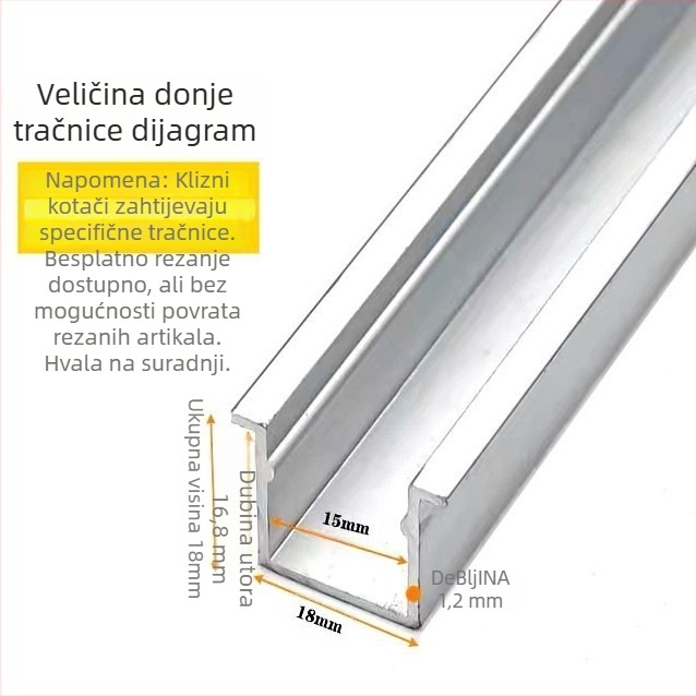 Univerzalna rola za viseća drvena klizna vrata – čvrst tračnički sustav za više-panelne pregrade, nehrđajući čelik, nosivost do 180 kg, marka Ecrew Yigu