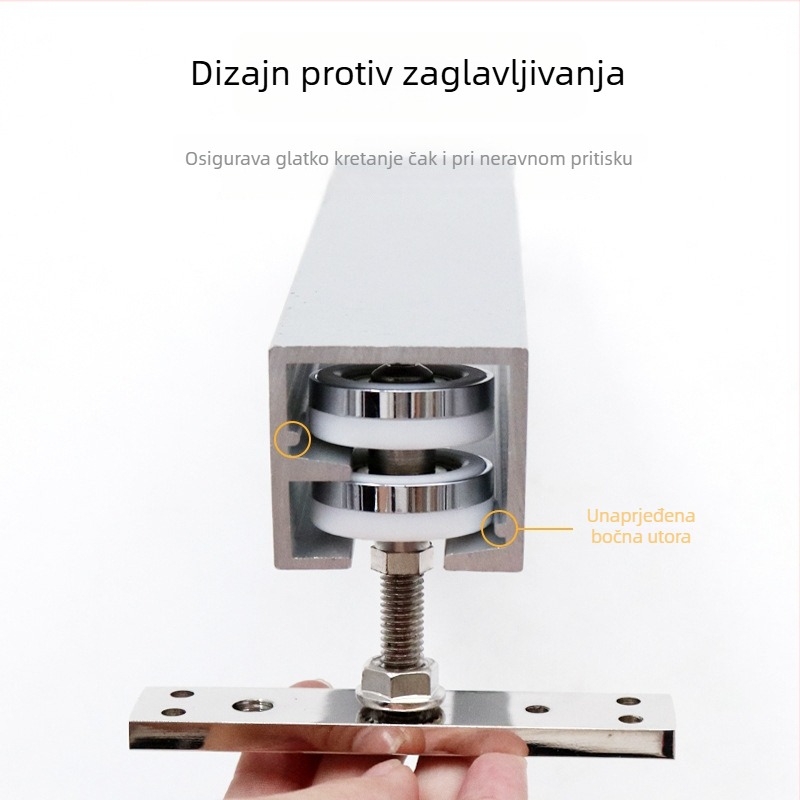 Univerzalna rola za viseća drvena klizna vrata – čvrst tračnički sustav za više-panelne pregrade, nehrđajući čelik, nosivost do 180 kg, marka Ecrew Yigu