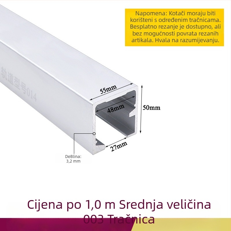 Univerzalna rola za viseća drvena klizna vrata – čvrst tračnički sustav za više-panelne pregrade, nehrđajući čelik, nosivost do 180 kg, marka Ecrew Yigu